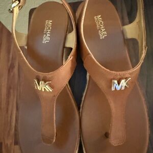 Michael Kors Tan Sandals with Gold Accents